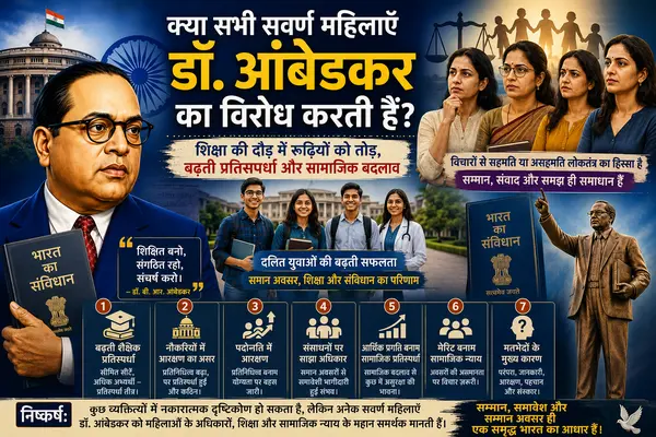 कुछ सवर्ण महिलाओं के एक वर्ग द्वारा डॉ. आंबेडकर के विचारों का विरोध. कुछ सवर्ण महिलाओं के एक वर्ग द्वारा डॉ. आंबेडकर के विचारों का विरोध.
