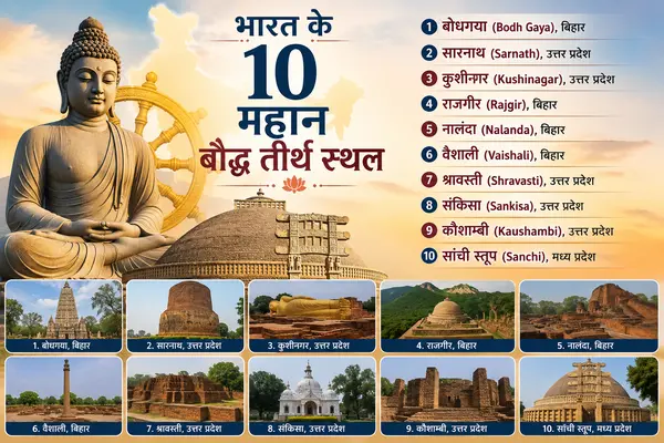 भारत के 10 महान बौद्ध तीर्थ स्थल: इतिहास, निर्माण और महत्व भारत के 10 महान बौद्ध तीर्थ स्थल: इतिहास, निर्माण और महत्व